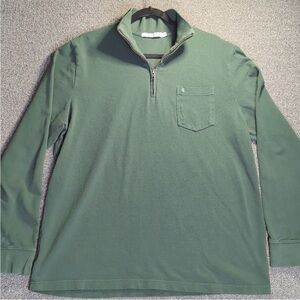 Criquet Long Sleeve 100% Organic Cotton 1/4 Zip Pullover Size XL in Forest Green